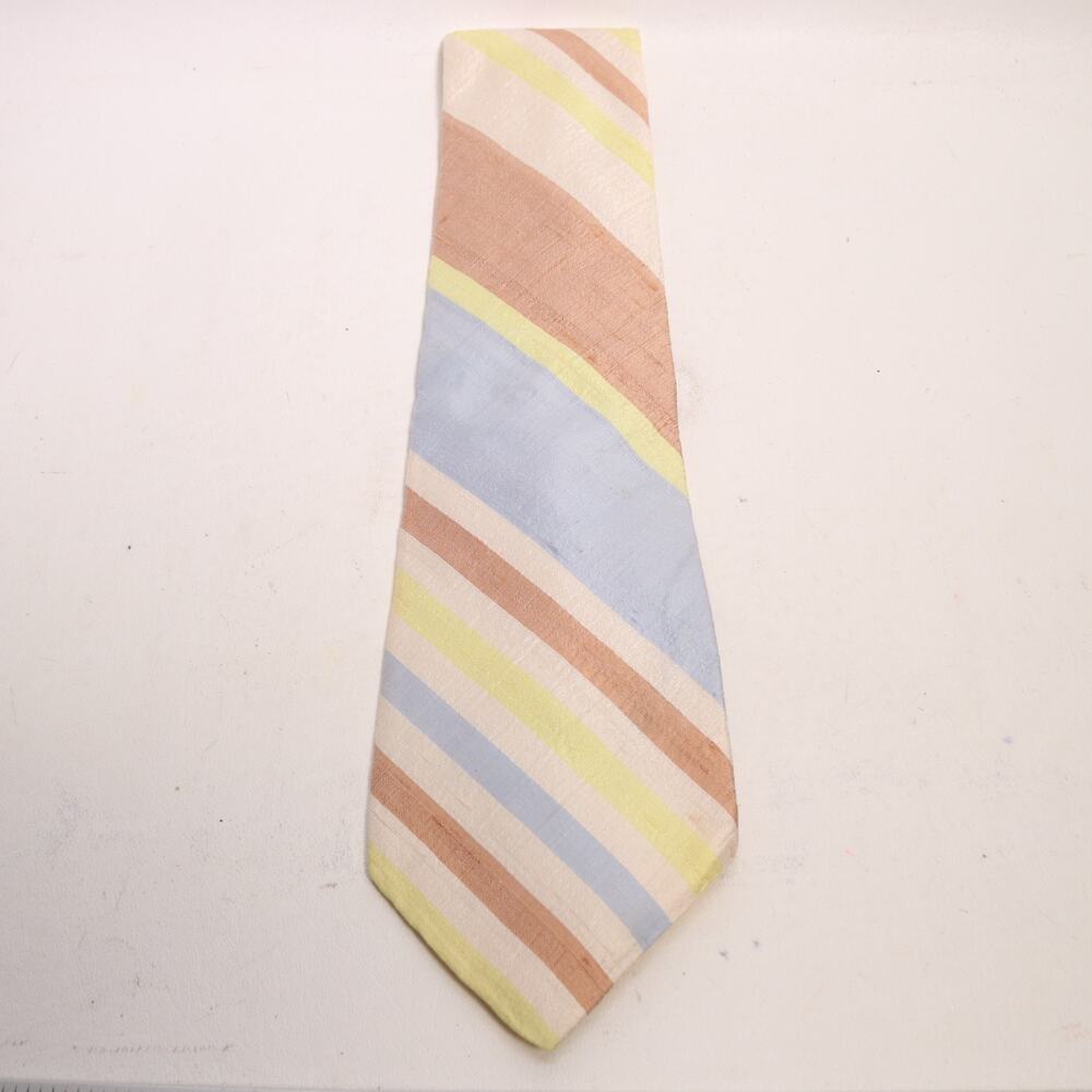 Resilio Wilsons Neck Tie Mens 56 in Silk Pastel Blue Yellow Tan Cream Wide